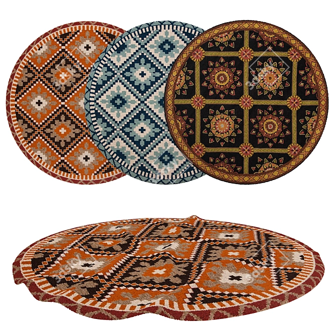 Round Rug Set: Versatile and Realistic 3D Models 3D model image 1