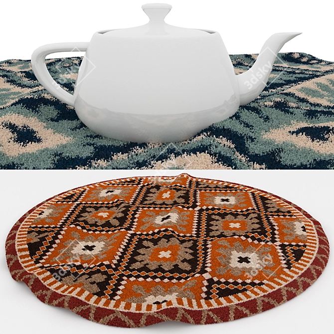 Round Rug Set: Versatile and Realistic 3D Models 3D model image 4