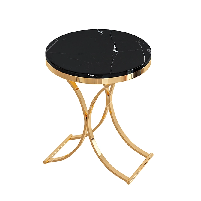 Modern Black Stone Side Table 3D model image 1