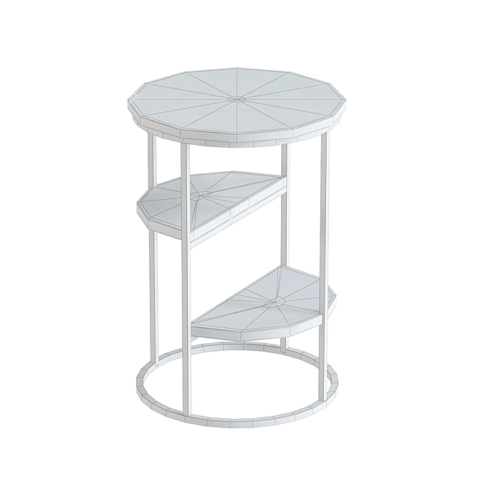 Gold Metal Frame Marble End Table 3D model image 2