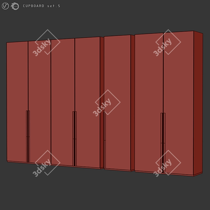 Modern Style Cupboard Set 3D model image 4