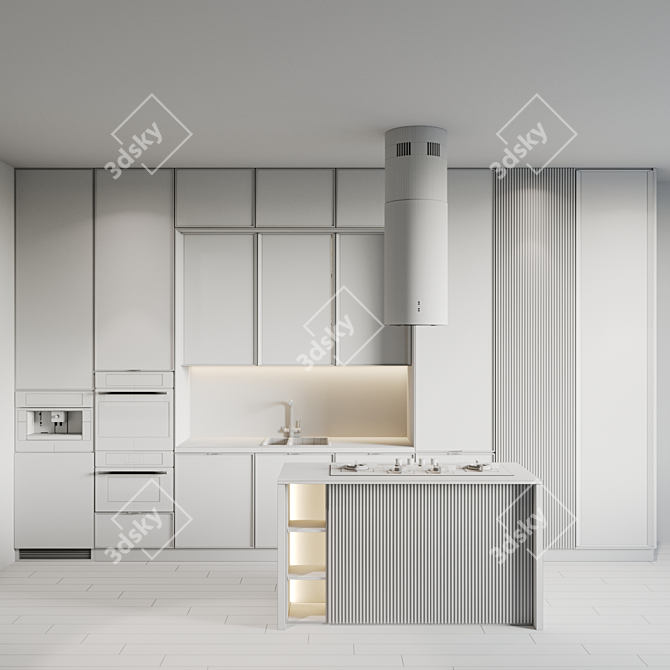 Modern Kitchen with Appliances 3D model image 6