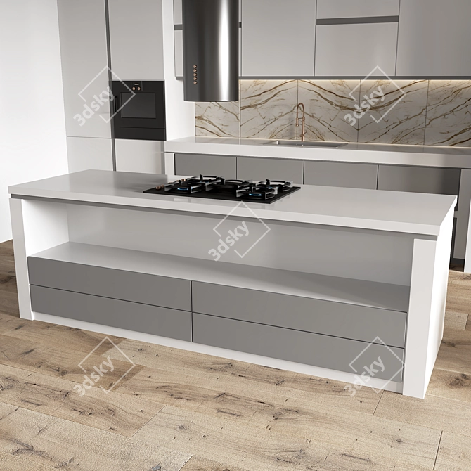 Modern Kitchen 3D Model 3D model image 2