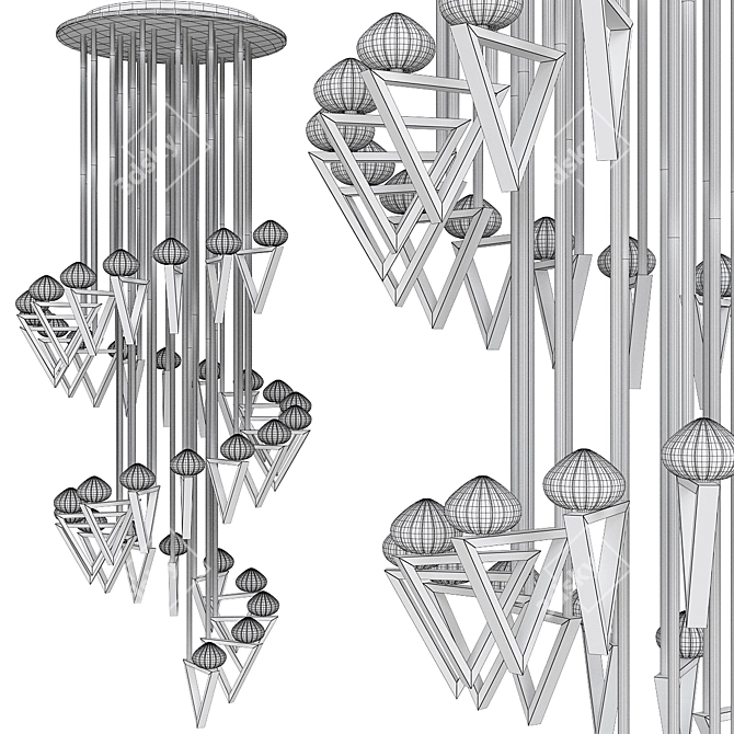 Geometric Glow Chandelier 3D model image 2