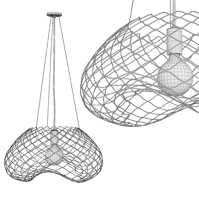 Sleek Chrome Pendant Lamp 3D model image 2