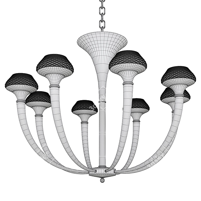 Elegant Crystal Art Deco Chandelier 3D model image 2