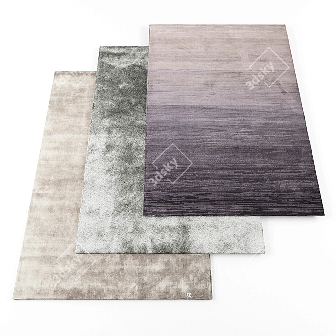Assorted Rugs Bundle: 6 Textured Pieces 3D model image 1