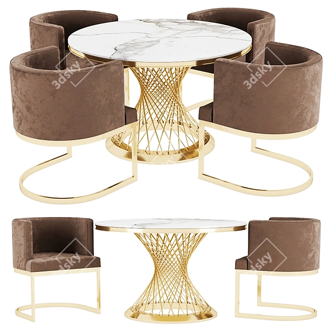 Garda Decor Table & Chairs 3D model image 1