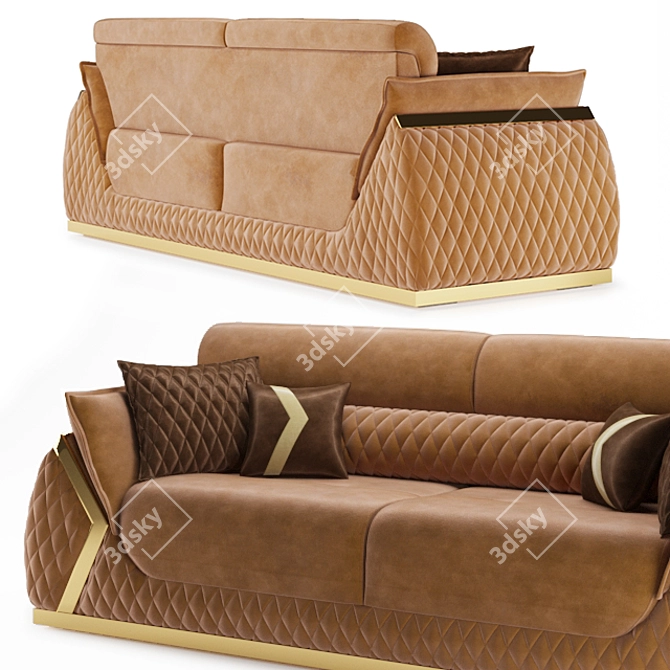 Luxury Triple Diamond Sofa 3D model image 4