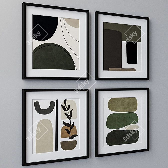 4-Piece Framed Wall Paintings 3D model image 2