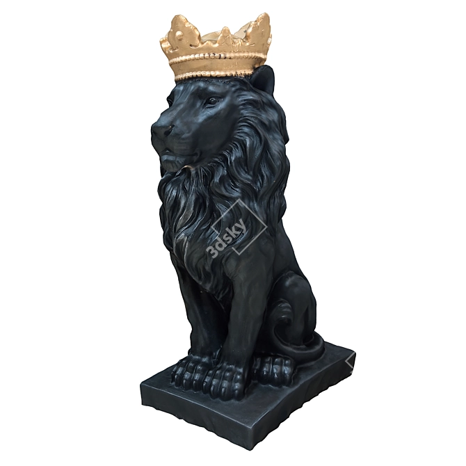 Majestic Lion King Sculpture 3D model image 6