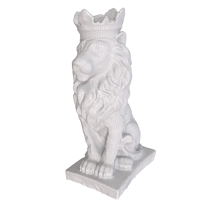 Majestic Lion King Sculpture 3D model image 7