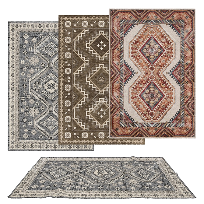 Versatile Set of 6 Designer Rugs 3D model image 1