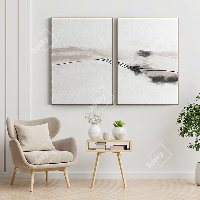 Elegant Frame Set for Interior Decor 3D model image 2