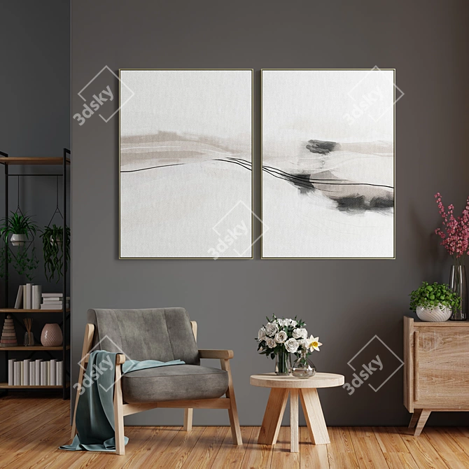 Elegant Frame Set for Interior Decor 3D model image 4