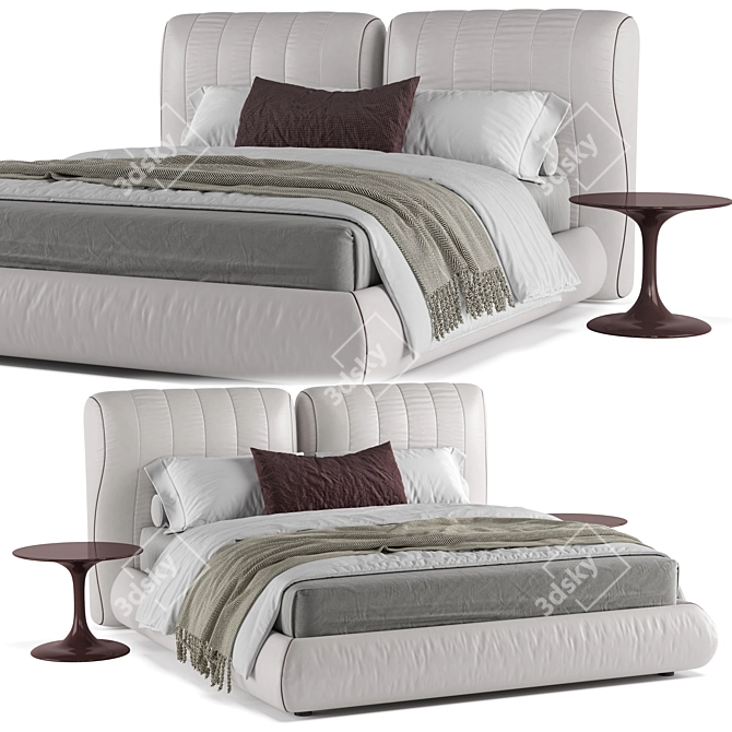 Modern Bed with UV Mapping 3D model image 1