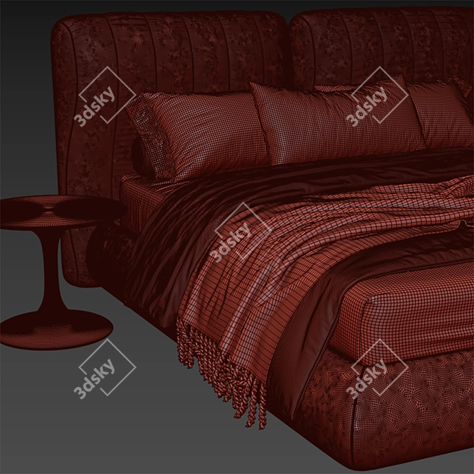 Modern Bed with UV Mapping 3D model image 4