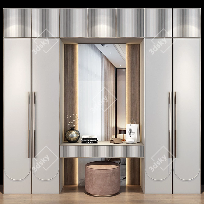 Elegant Hallway Cabinet Set 3D model image 1
