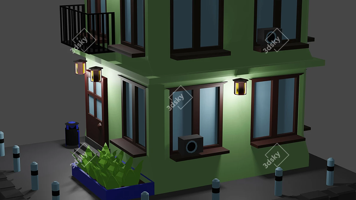 Italian House: Low-Poly Model for Blender 3D model image 2