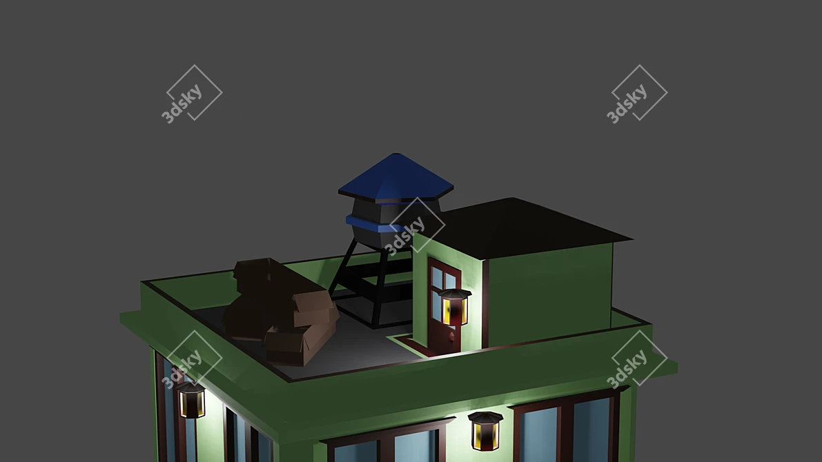 Italian House: Low-Poly Model for Blender 3D model image 3