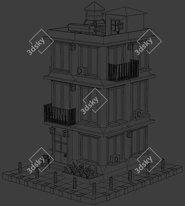 Italian House: Low-Poly Model for Blender 3D model image 4