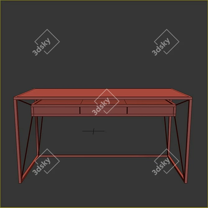 Industrial Oak and Glass Loft Table 3D model image 2