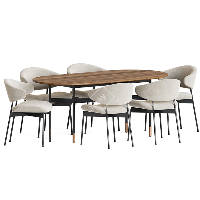 Luxury Luz Harri Dining Set 3D model image 2