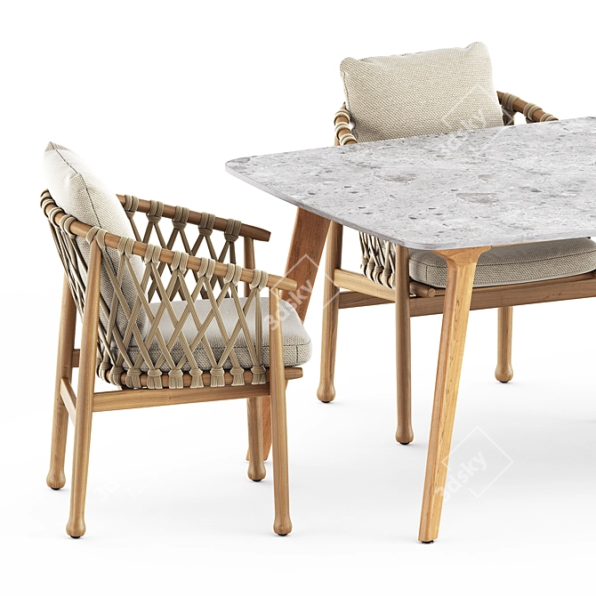 Ginestra Outdoor Chairs & Torsa Dining Table: A Perfect Outdoor Set! 3D model image 2