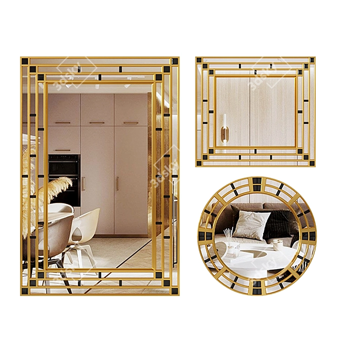 Elegant Geometric Decor Mirror 3D model image 1