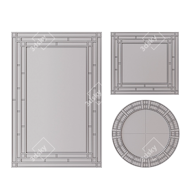 Elegant Geometric Decor Mirror 3D model image 4