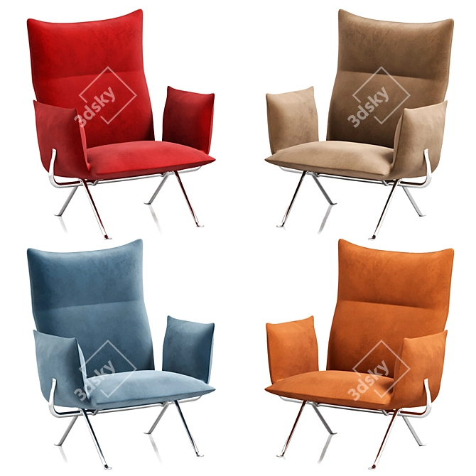 Elegant Fabric Officina Armchair 3D model image 2