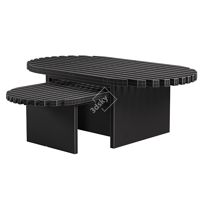 Contemporary Wooden Coffee Table 3D model image 2