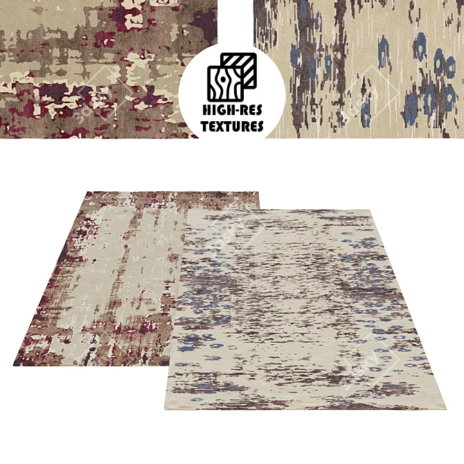 Irregular Splash Pattern Rug Set 3D model image 1