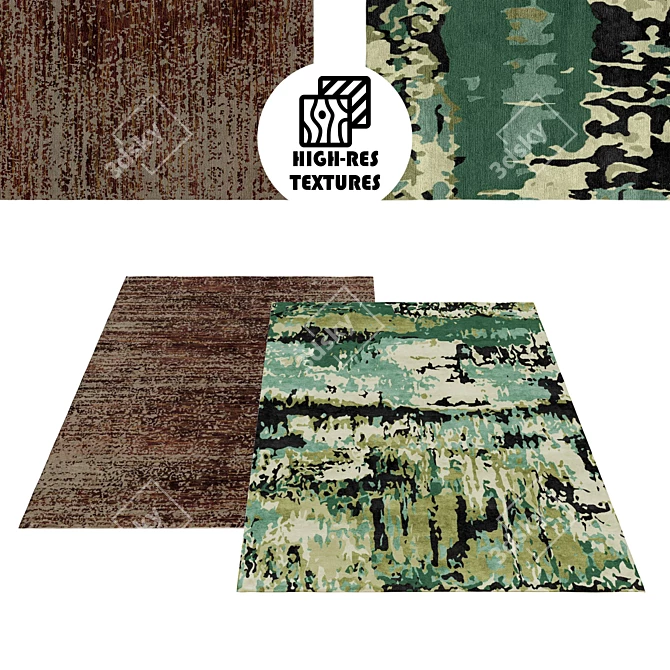 Irregular Splash Rug Set: Large, High-Res 3D model image 1