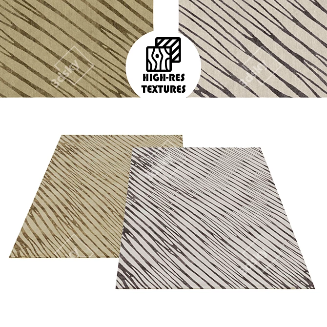 Stripy Pattern Rug Set 3D model image 1