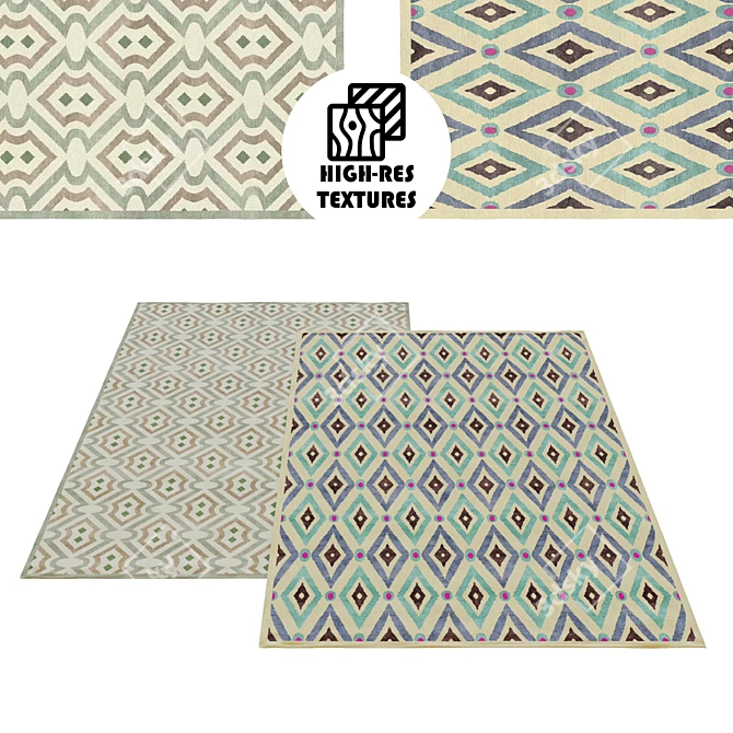 Geometric Rhombus Rug Set 3D model image 1