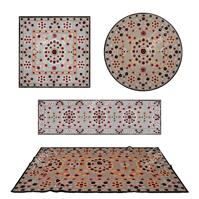 Versatile Rug Set: 3D Models with Various Textures 3D model image 1