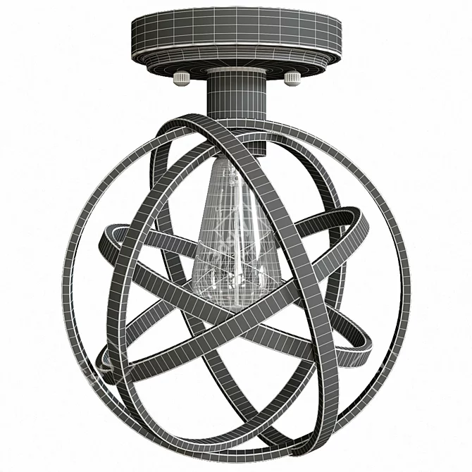 Industrial Atom LED Ceiling Light 3D model image 2