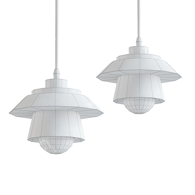 Sleek Walnut Pendant Light 3D model image 2