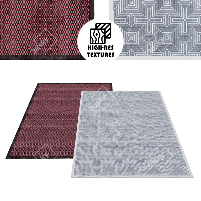 Geometric Pattern Rug Set 3D model image 1