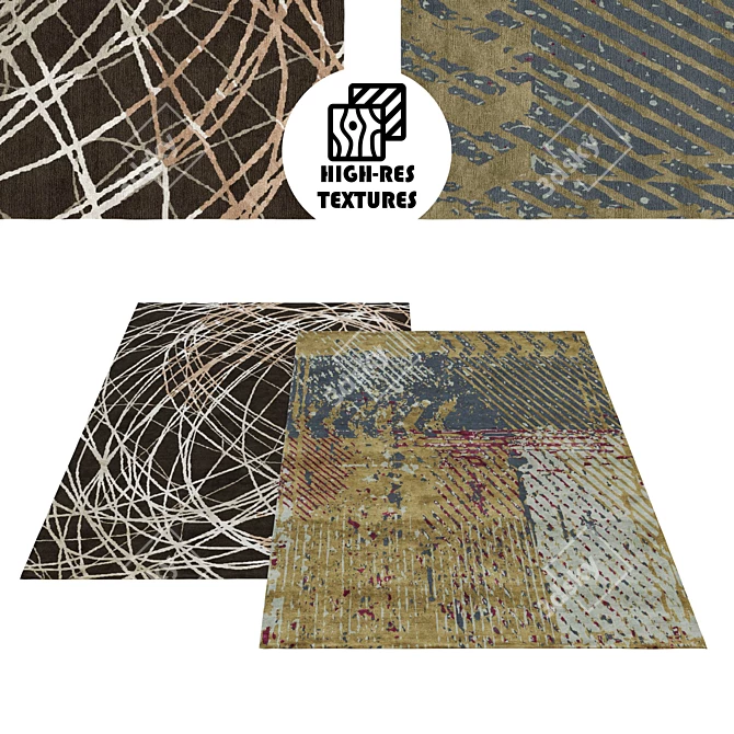 Contemporary Irregular Rugs Set 3D model image 1