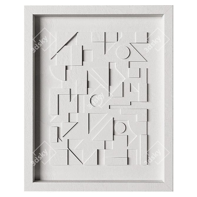 Modern Geometric Wall Relief Art 3D model image 2