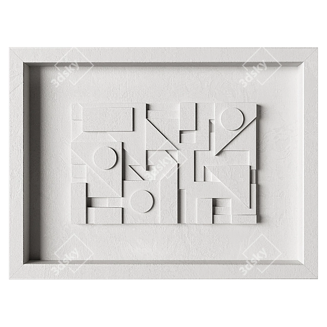 Modern Geometric Wall Relief Art 3D model image 3