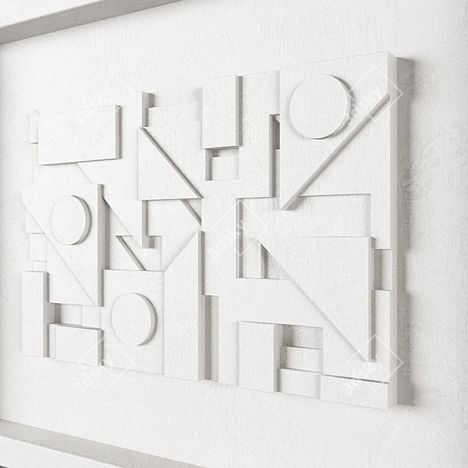 Modern Geometric Wall Relief Art 3D model image 4