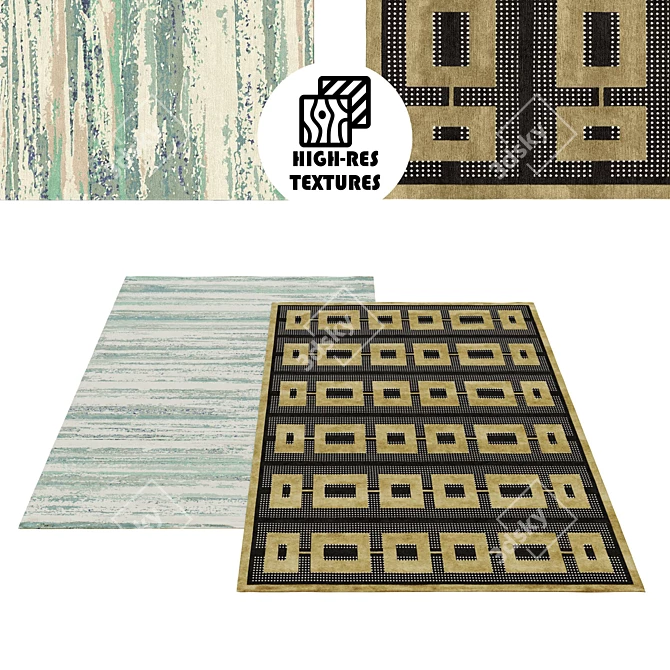 Irregular Geometric Modern Rug Set 3D model image 1