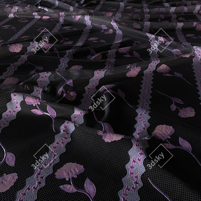 Elegant Lace Embroidery Texture 3D model image 7