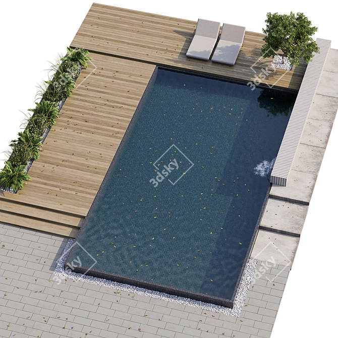 Sleek 3D Pool Design 3D model image 2
