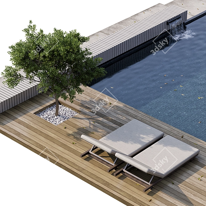 Sleek 3D Pool Design 3D model image 3