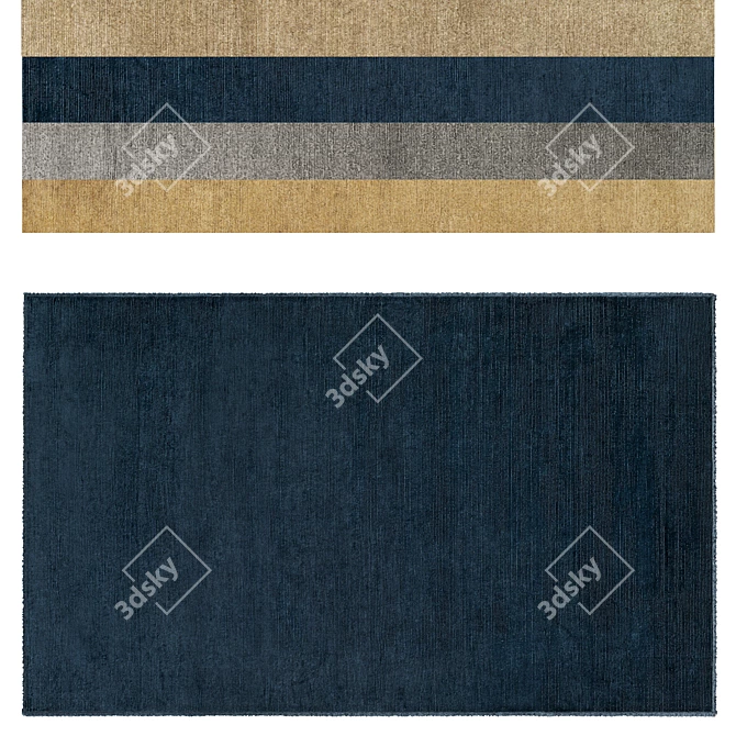 Modern Graphic Cotton Rugs: Indian Art Silk & Wool 3D model image 3