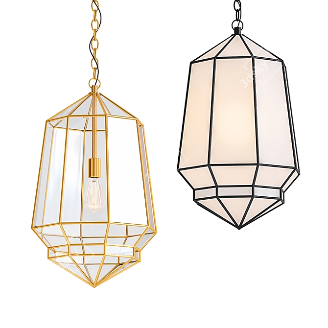 Elegant Glass Pendant Light 3D model image 1